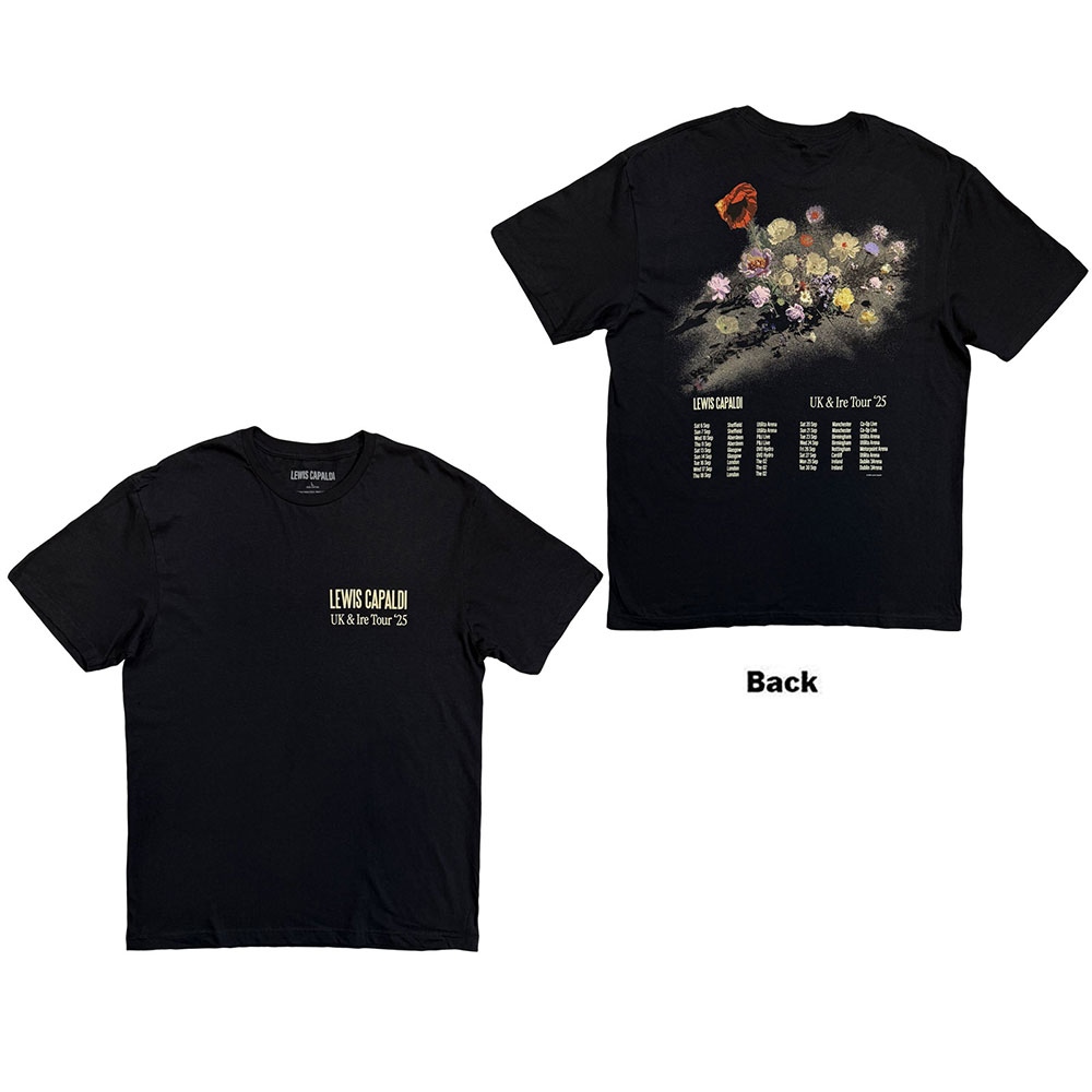 Lewis Capaldi - Flowers UK Tour '25 Heren Tshirt - Zwart